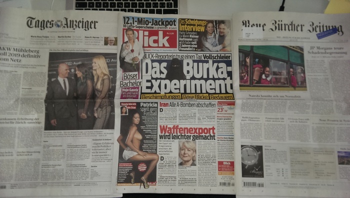 Frontseiten Tagi, Blick und NZZ